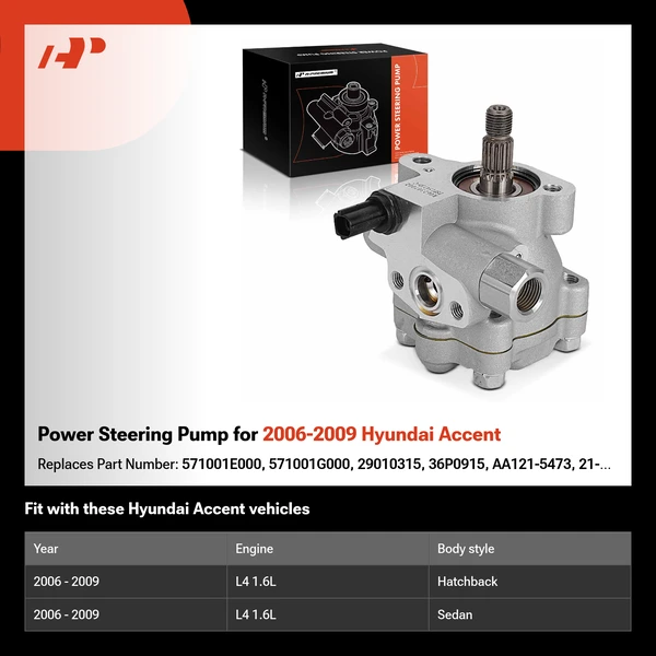 Power Steering Pump for 2006-2009 Hyundai Accent