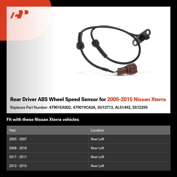 Rear Driver ABS Wheel Speed Sensor for 2005-2015 Nissan Xterra