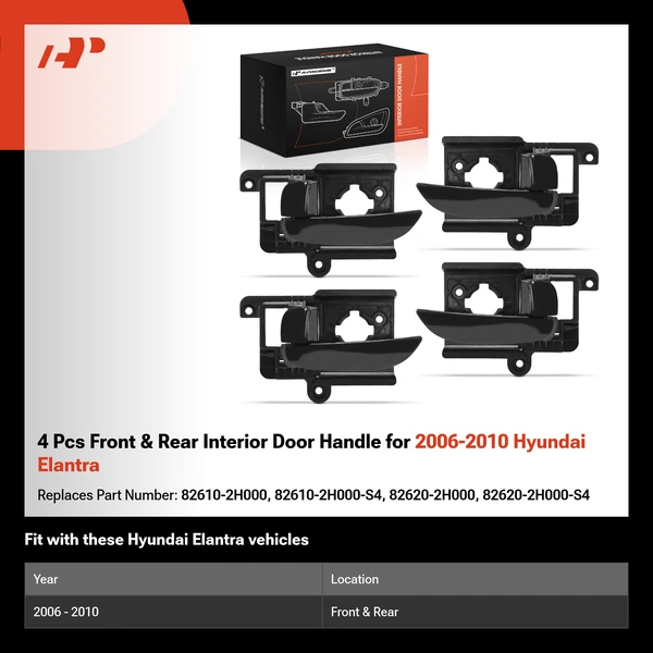 4 Pcs Front & Rear Interior Door Handle for 2006-2010 Hyundai Elantra