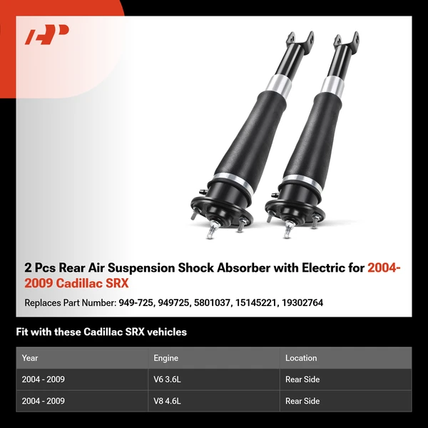 2 Pcs Rear Air Suspension Shock Absorber with Electric for 2004-2009 Cadillac SRX
