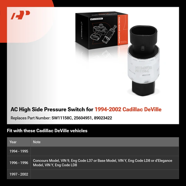 AC High Side Pressure Switch for 1994-2002 Cadillac DeVille