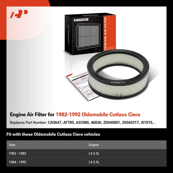 Engine Air Filter for 1982-1992 Oldsmobile Cutlass Ciera