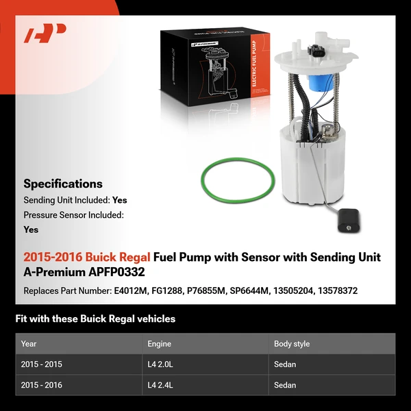 2015-2016 Buick Regal Fuel Pump with Sensor with Sending Unit A-Premium APFP0332