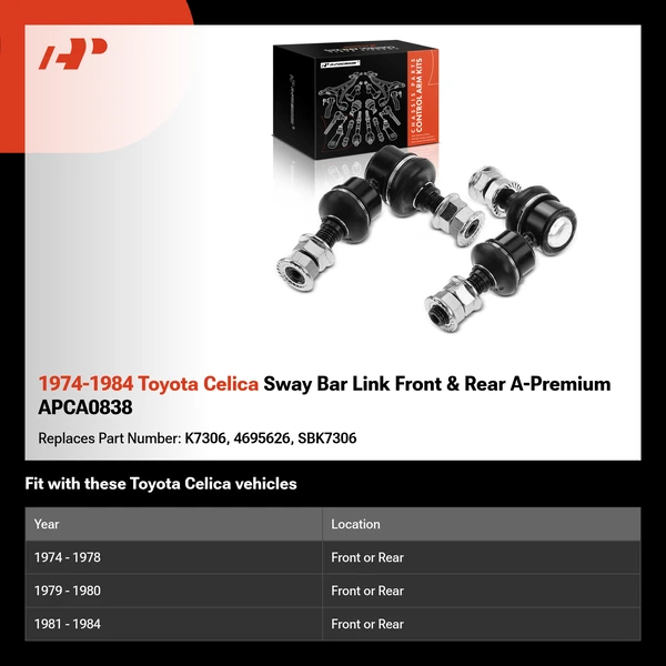 1974-1984 Toyota Celica Sway Bar Link Front & Rear A-Premium APCA0838