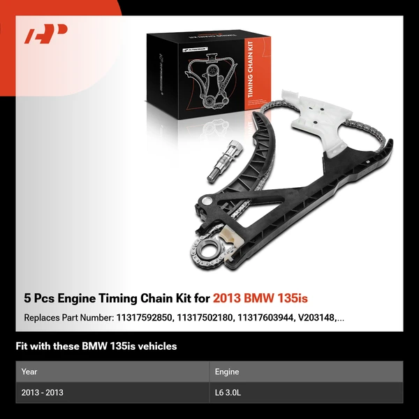 5 Pcs Engine Timing Chain Kit for 2013 BMW 135is