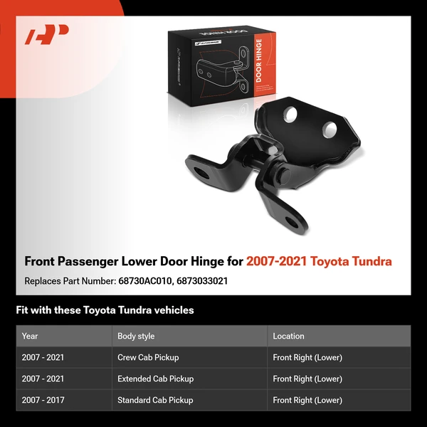 Front Passenger Lower Door Hinge for 2007-2021 Toyota Tundra