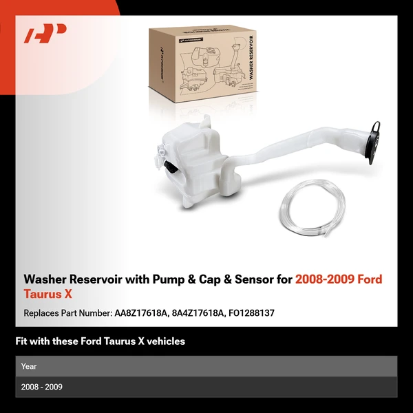Washer Reservoir with Pump & Cap & Sensor for 2008-2009 Ford Taurus X