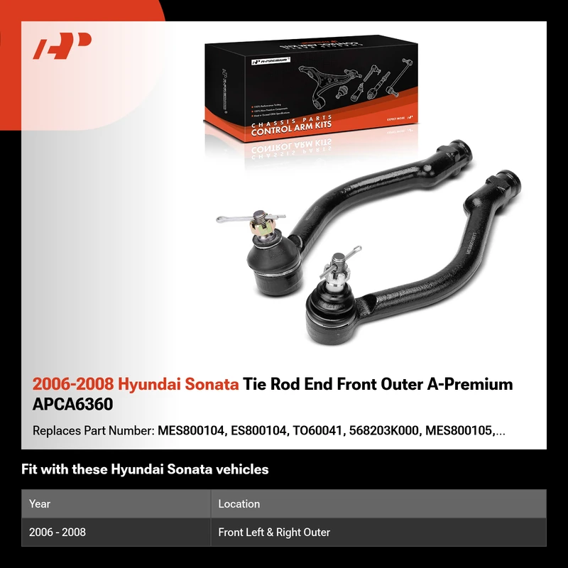 2006-2008 Hyundai Sonata Tie Rod End Front Outer A-Premium APCA6360