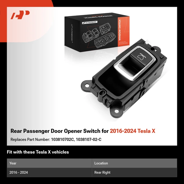 Rear Passenger Door Opener Switch for 2016-2024 Tesla X
