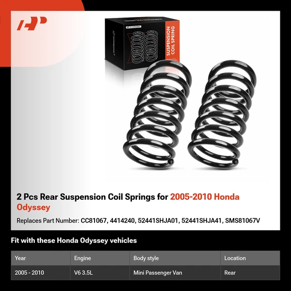 2 Pcs Rear Suspension Coil Springs for 2005-2010 Honda Odyssey
