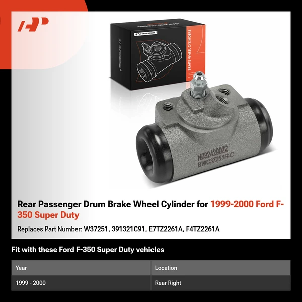 Rear Passenger Drum Brake Wheel Cylinder for 1999-2000 Ford F-350 Super Duty