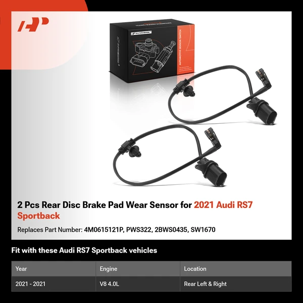 2 Pcs Rear Disc Brake Pad Wear Sensor for 2021 Audi RS7 Sportback