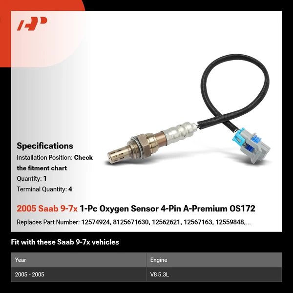 2005 Saab 9-7x 1-Pc Oxygen Sensor 4-Pin A-Premium OS172