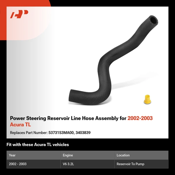 Power Steering Reservoir Line Hose Assembly for 2002-2003 Acura TL