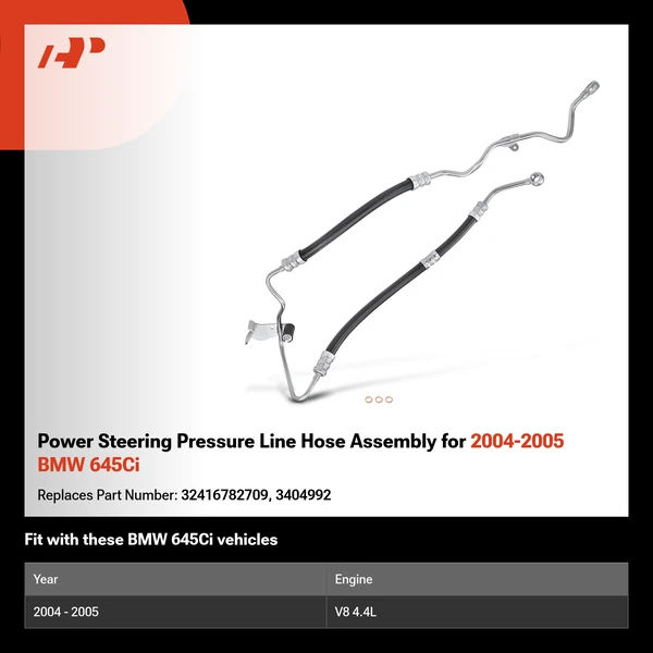 Power Steering Pressure Line Hose Assembly for 2004-2005 BMW 645Ci
