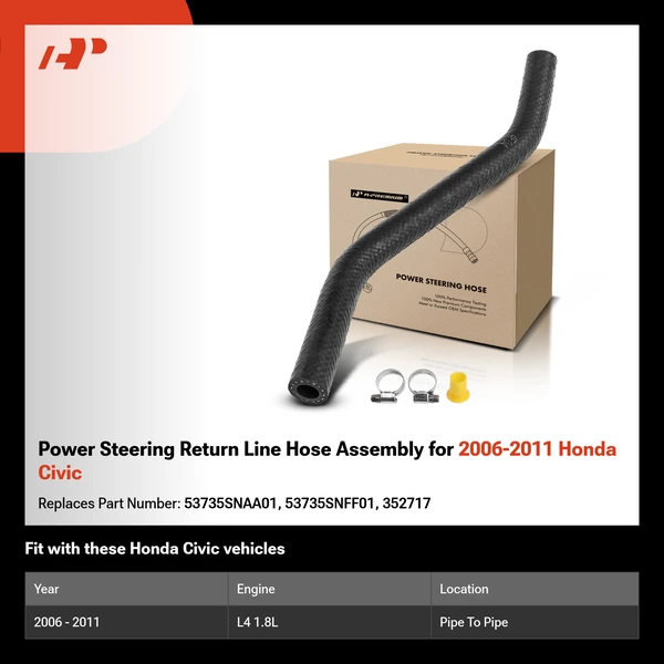 Power Steering Return Line Hose Assembly for 2006-2011 Honda Civic