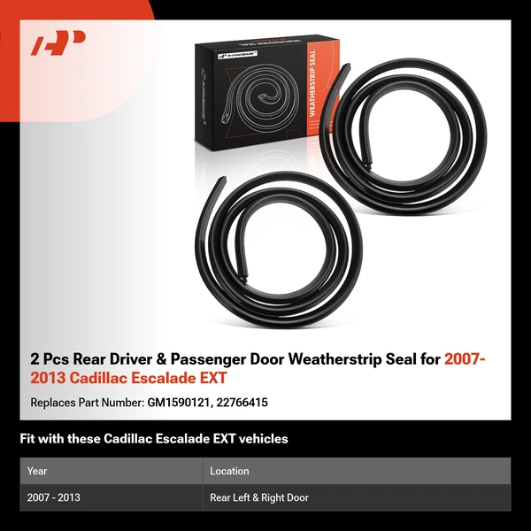 2 Pcs Rear Driver & Passenger Door Weatherstrip Seal for 2007-2013 Cadillac Escalade EXT