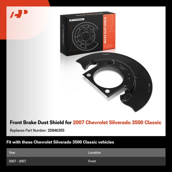 Front Brake Dust Shield for 2007 Chevrolet Silverado 3500 Classic