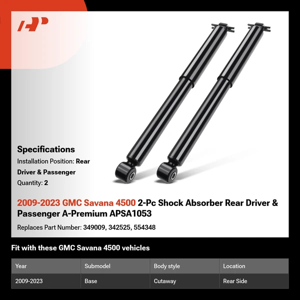 2009-2023 GMC Savana 4500 2-Pc Shock Absorber Rear Driver & Passenger A-Premium APSA1053