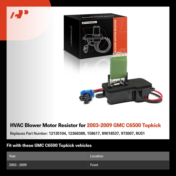 HVAC Blower Motor Resistor for 2003-2009 GMC C6500 Topkick