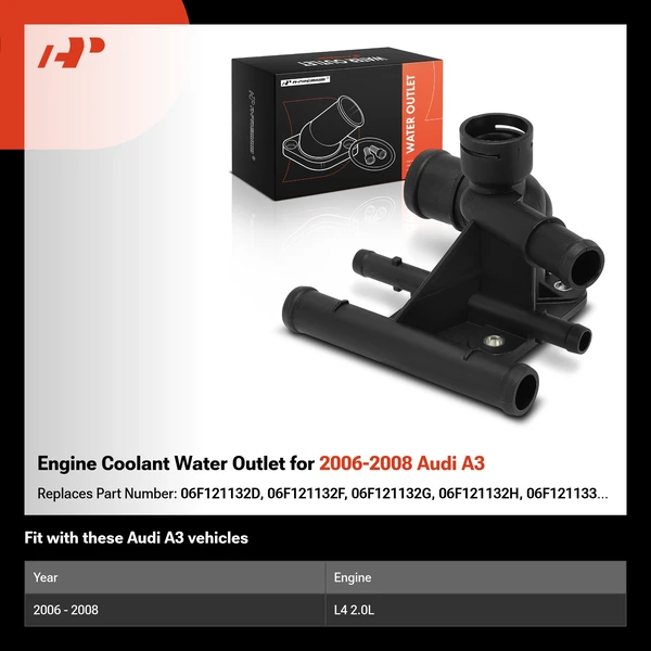 Engine Coolant Water Outlet for 2006-2008 Audi A3