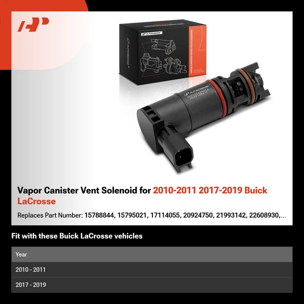 Vapor Canister Vent Solenoid for 2010-2011 2017-2019 Buick LaCrosse