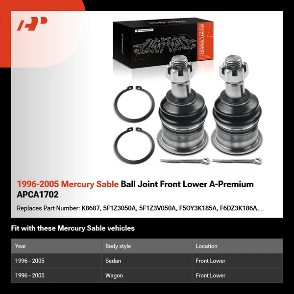 1996-2005 Mercury Sable Ball Joint Front Lower A-Premium APCA1702