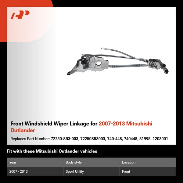 Front Windshield Wiper Linkage for 2007-2013 Mitsubishi Outlander