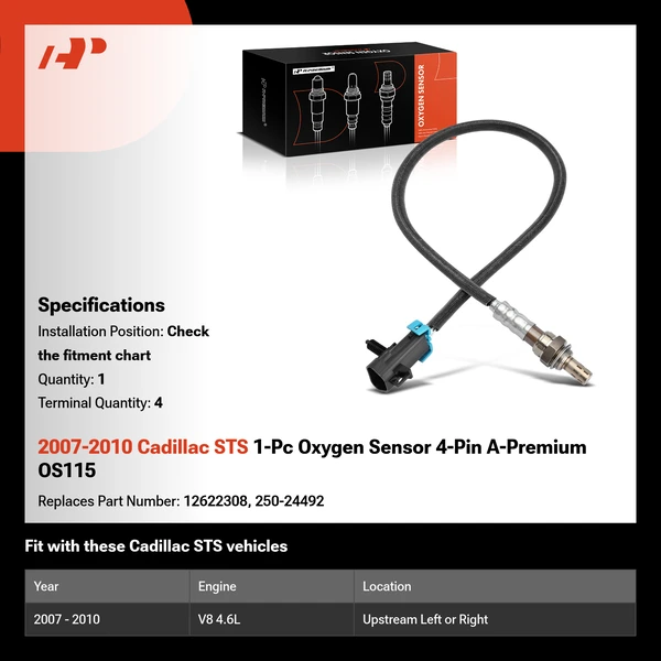 2007-2010 Cadillac STS 1-Pc Oxygen Sensor 4-Pin A-Premium OS115