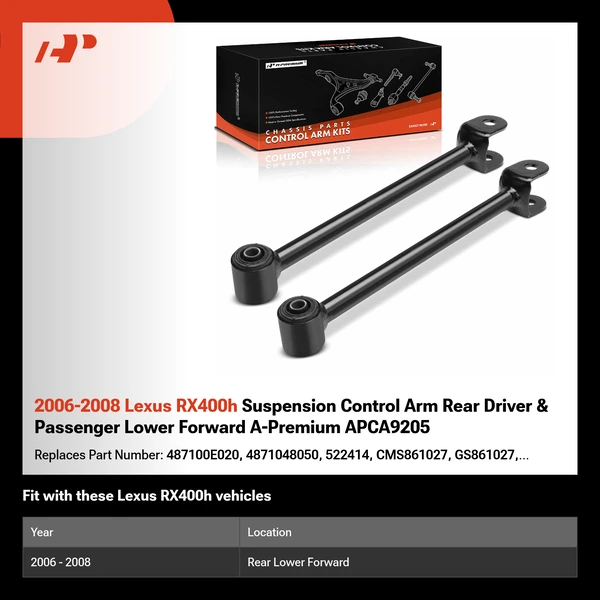 2006-2008 Lexus RX400h Suspension Control Arm Rear Driver & Passenger Lower Forward A-Premium APCA9205