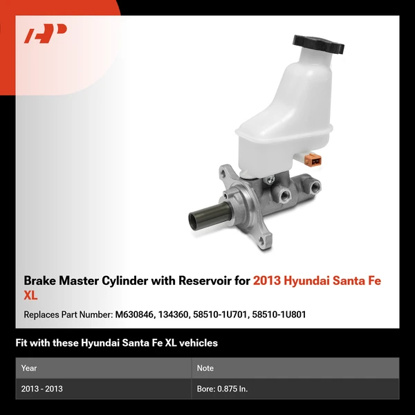 Brake Master Cylinder with Reservoir for 2013 Hyundai Santa Fe XL