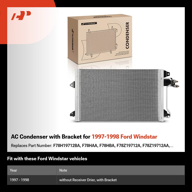 AC Condenser with Bracket for 1997-1998 Ford Windstar