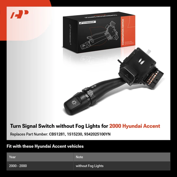 Turn Signal Switch without Fog Lights for 2000 Hyundai Accent