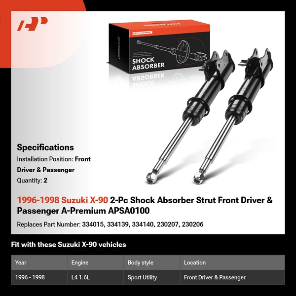 1996-1998 Suzuki X-90 2-Pc Shock Absorber Strut Front Driver & Passenger A-Premium APSA0100