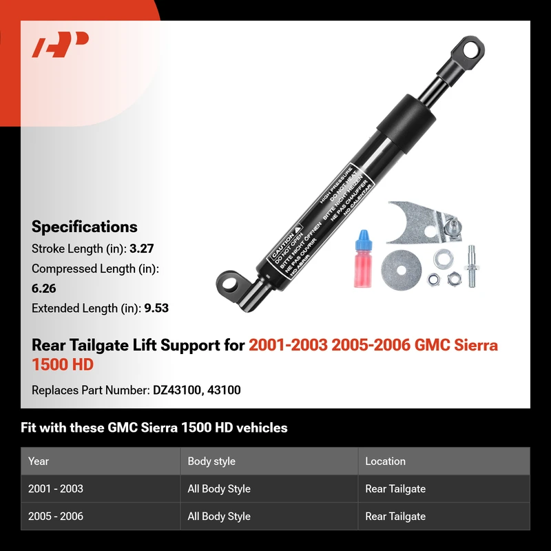 Rear Tailgate Lift Support for 2001-2003 2005-2006 GMC Sierra 1500 HD