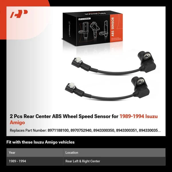2 Pcs Rear Center ABS Wheel Speed Sensor for 1989-1994 Isuzu Amigo
