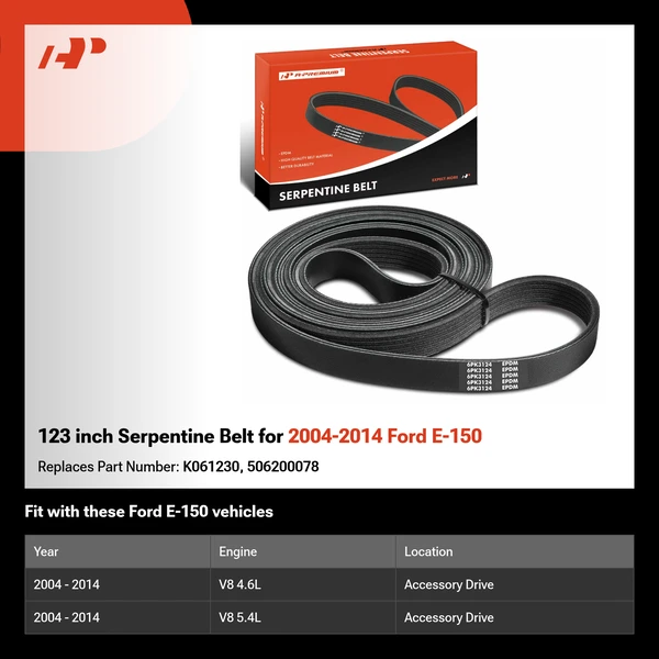 123 inch Serpentine Belt for 2004-2014 Ford E-150