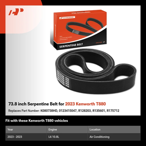 73.8 inch Serpentine Belt for 2023 Kenworth T880