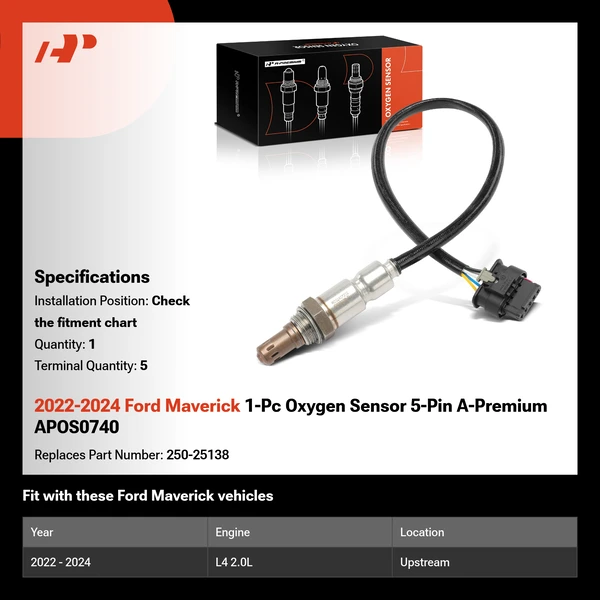 2022-2024 Ford Maverick 1-Pc Oxygen Sensor 5-Pin A-Premium APOS0740