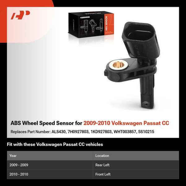 ABS Wheel Speed Sensor for 2009-2010 Volkswagen Passat CC