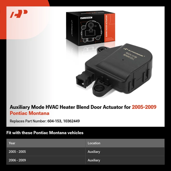 Auxiliary Mode HVAC Heater Blend Door Actuator for 2005-2009 Pontiac Montana