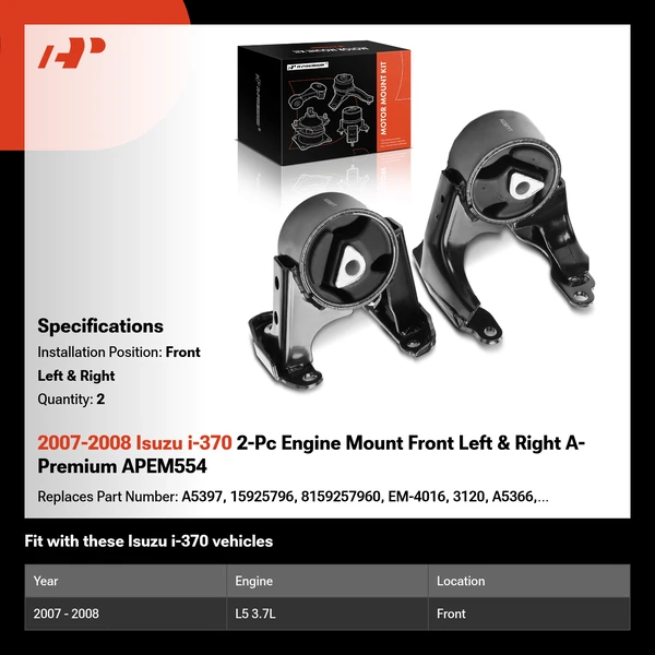 2007-2008 Isuzu i-370 2-Pc Engine Mount Front Left & Right A-Premium APEM554
