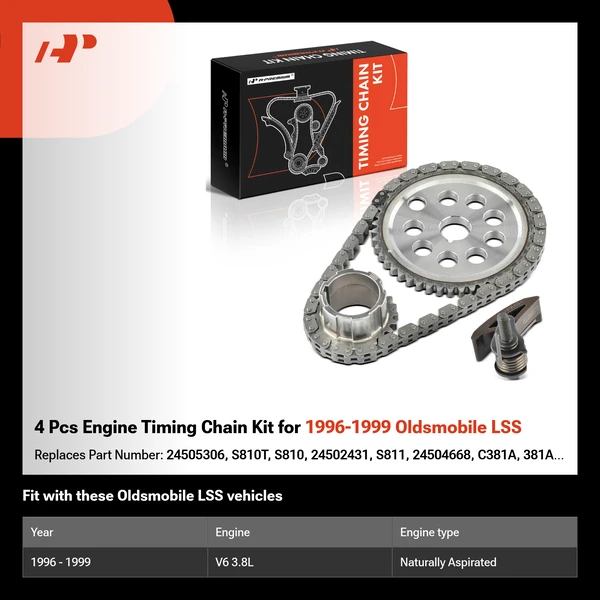 4 Pcs Engine Timing Chain Kit for 1996-1999 Oldsmobile LSS