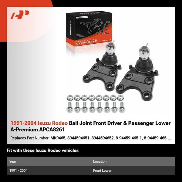 1991-2004 Isuzu Rodeo Ball Joint Front Driver & Passenger Lower A-Premium APCA8261