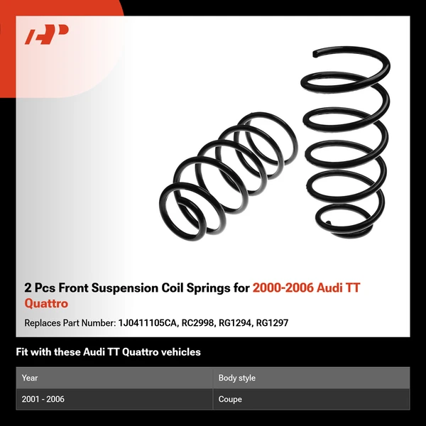 2 Pcs Front Suspension Coil Springs for 2000-2006 Audi TT Quattro