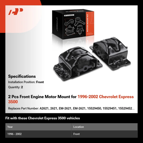 2 Pcs Front Engine Motor Mount for 1996-2002 Chevrolet Express 3500