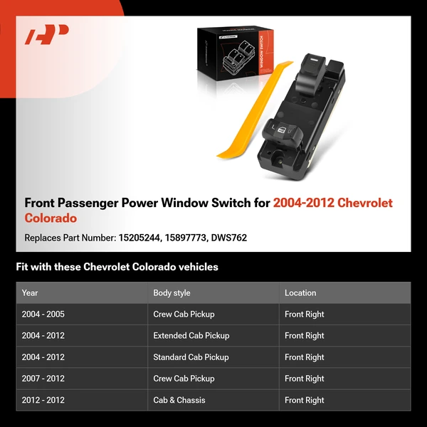 Front Passenger Power Window Switch for 2004-2012 Chevrolet Colorado