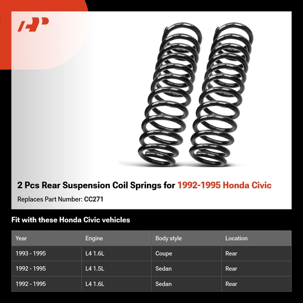 2 Pcs Rear Suspension Coil Springs for 1992-1995 Honda Civic