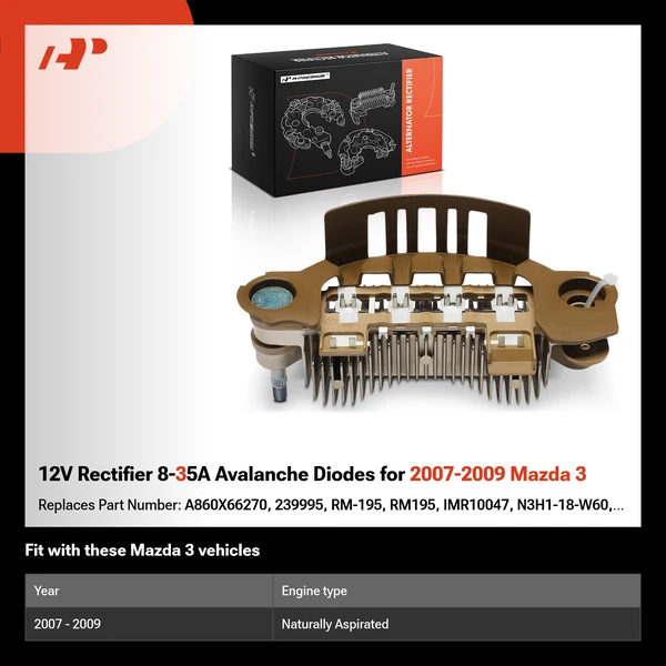 12V Rectifier 8-35A Avalanche Diodes for 2007-2009 Mazda 3