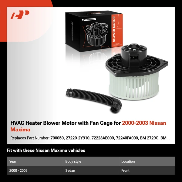 HVAC Heater Blower Motor with Fan Cage for 2000-2003 Nissan Maxima